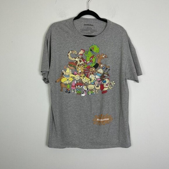 Nickelodeon Gray Cartoon Characters Graphic T-shirt Size Large Unisex - Picture 1 of 5